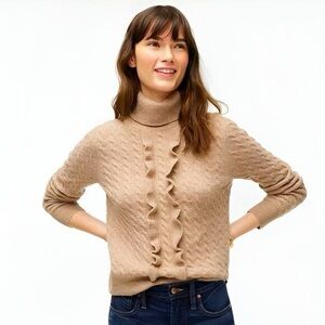 J. Crew Women's L Ruffled Cable Knit Sweater